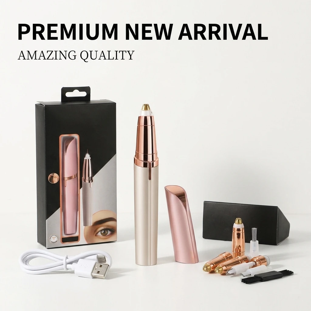 Electric Eyebrow Trimmer for Women Painless Facial Hair Remover Pen Portable Automatic Brow Razor Shaper Beauty Tool