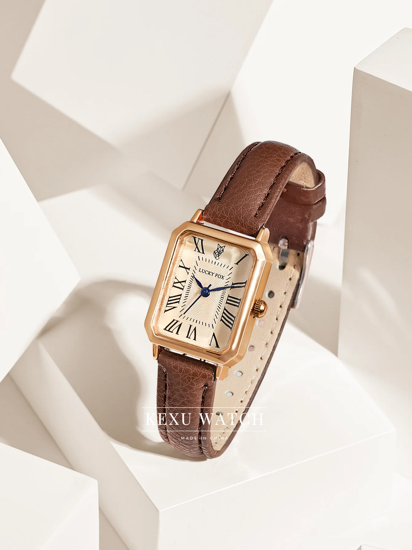 LUCKYFOX Watch for Women, Elegant Green/Brown/Grey/Red/White Leather Strap Women's Watches, Dainty Quartz Wristwatches Wholesale