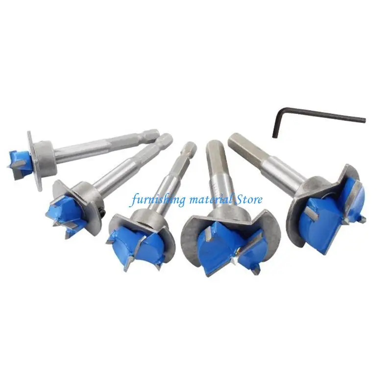 

Y5GD 5 PCS Forstner Drill Bits Drilling with Hexagonal Handle Hole Drilling Set