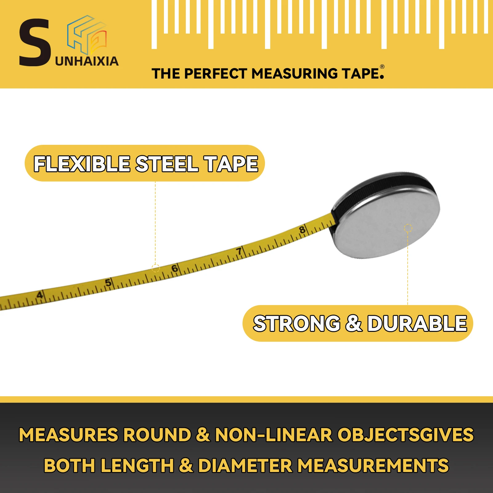 HAIZHIHUI stainless steel tapeMeasurement of the length and diameter of objects in centimeters and inches with two types of tape