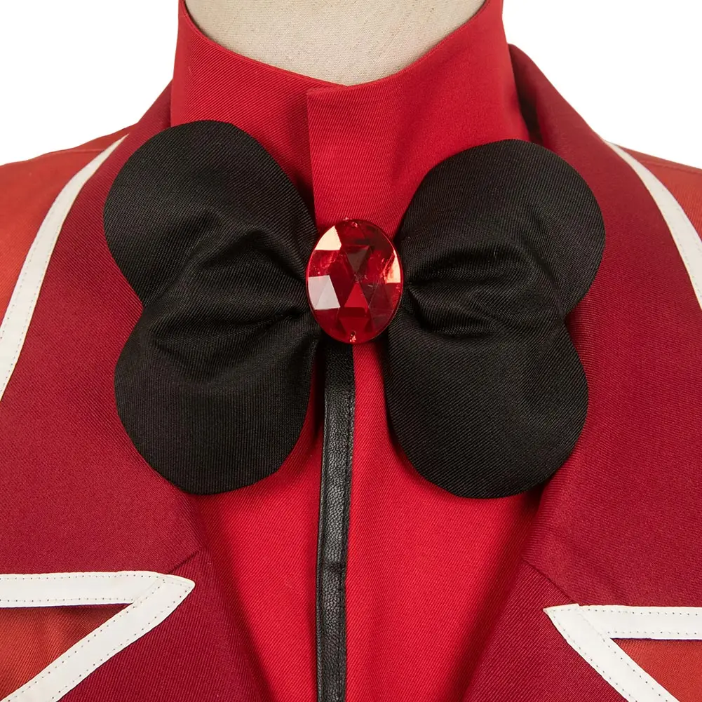 Alastor Cosplay Traje Masculino, Interpretação, Perucas, Óculos para os olhos, Disfarce do Anime Cartoon Hotel, Roupas de festa extravagantes, Adulto