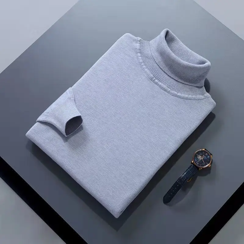 Jersey de cuello alto de mezcla de algodón y Cachemira para Hombre, Jersey de cuello alto para Otoño e Invierno 2025, Jersey para Hombre, Jersey de punto para Hombre