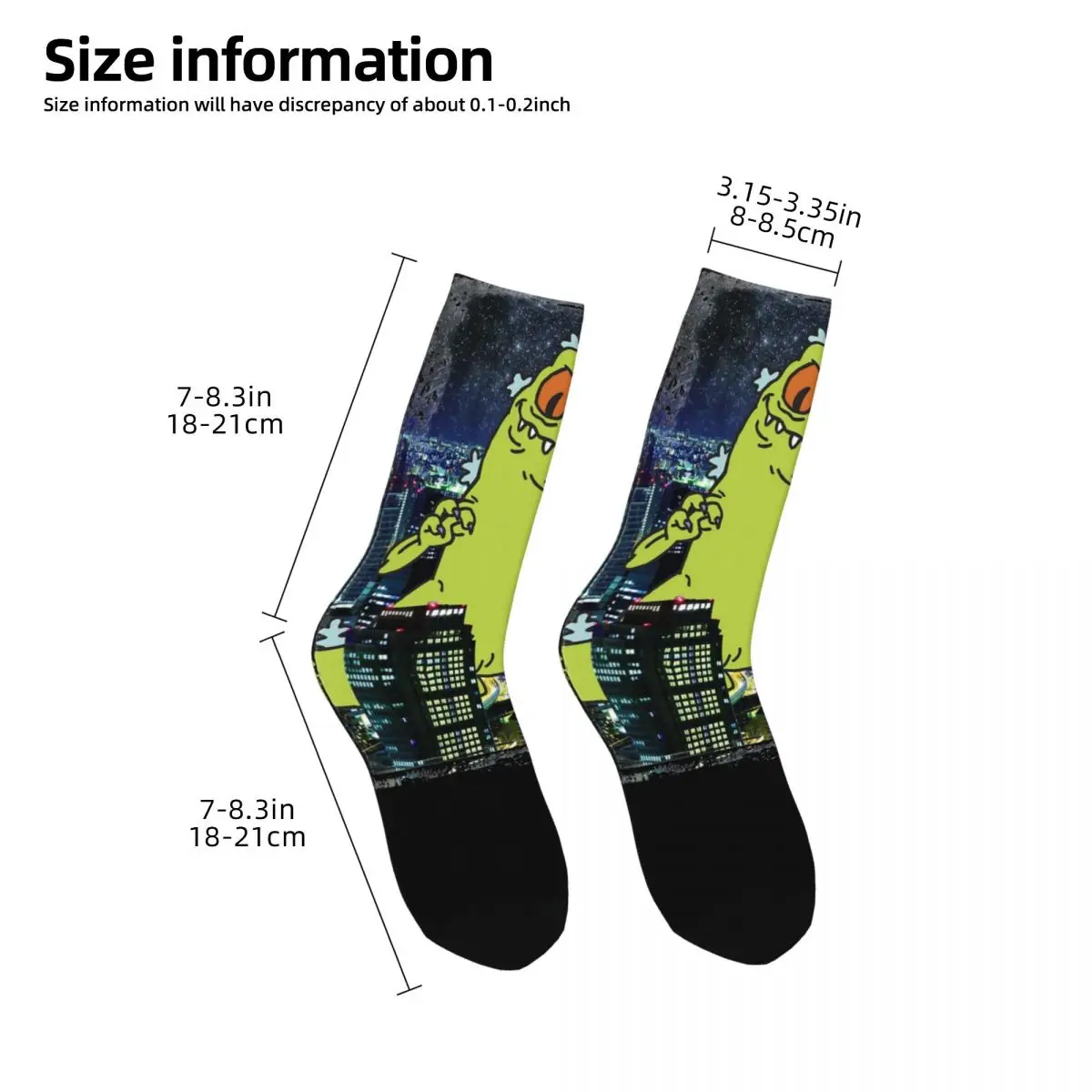 Autumn Winter Hip-hop Unisex Rugrat Reptar City Rampage Portrait Socks Non-slip Football Socks