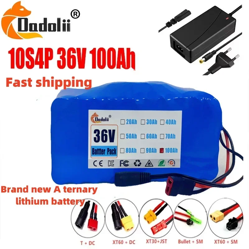 

36V 10S4P 100Ah 18650 High-capacity Power 42V750W 1000W Lithium Battery Pack for Ebike Electric Car Bicycle Scooter Belt 30A BMS