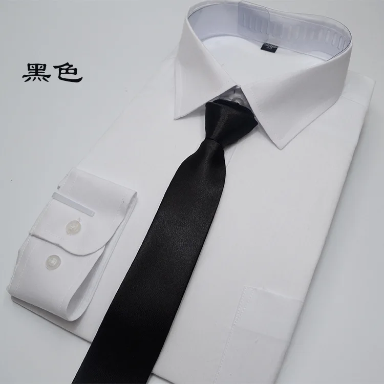 Men Necktie Zipper Lazy Tie Fashion Solid 6cm Ties Business for Man Gravatas Handkerchief Bowtie Mens Wedding Shirt Accessories