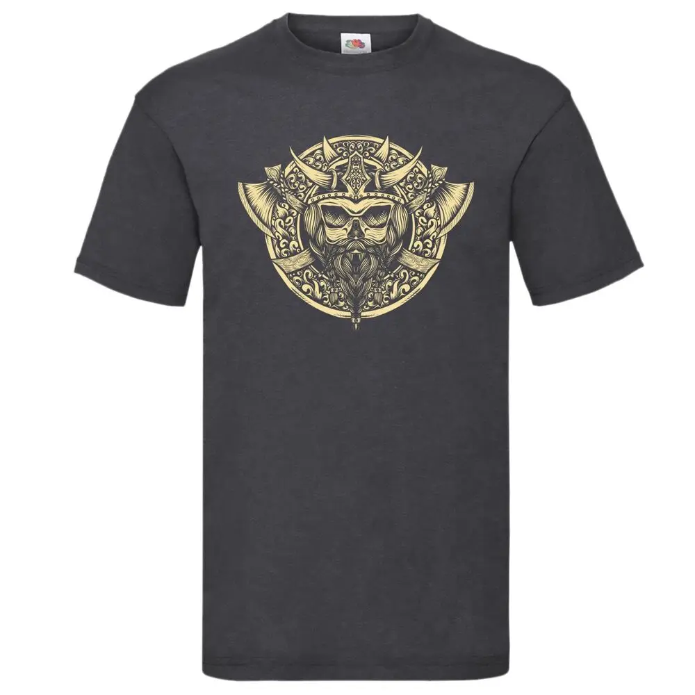 Skull Crossed Axes and Shield T-Shirt Birthday Gift  High Quality 100%Cotton Short Sleeve