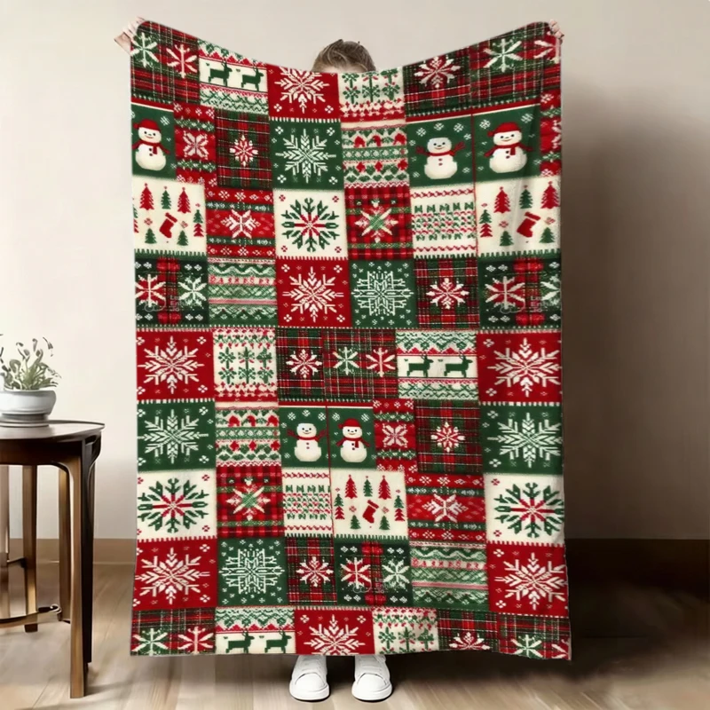 Vintage Advent Calendar Christmas Tree Print Throw Blanket blanket reading corner home den bedroom sofa ideal Christmas gifts