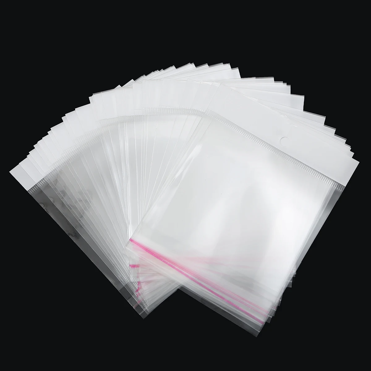 100 Stück transparente OPP-Beutel in verschiedenen Größen mit Loch, selbstklebend, durchsichtiger Kunststoff, selbstklebende Zellophanbeutel, Lebensmittelaufbewahrung, Geschenkpaket – Detail 14
