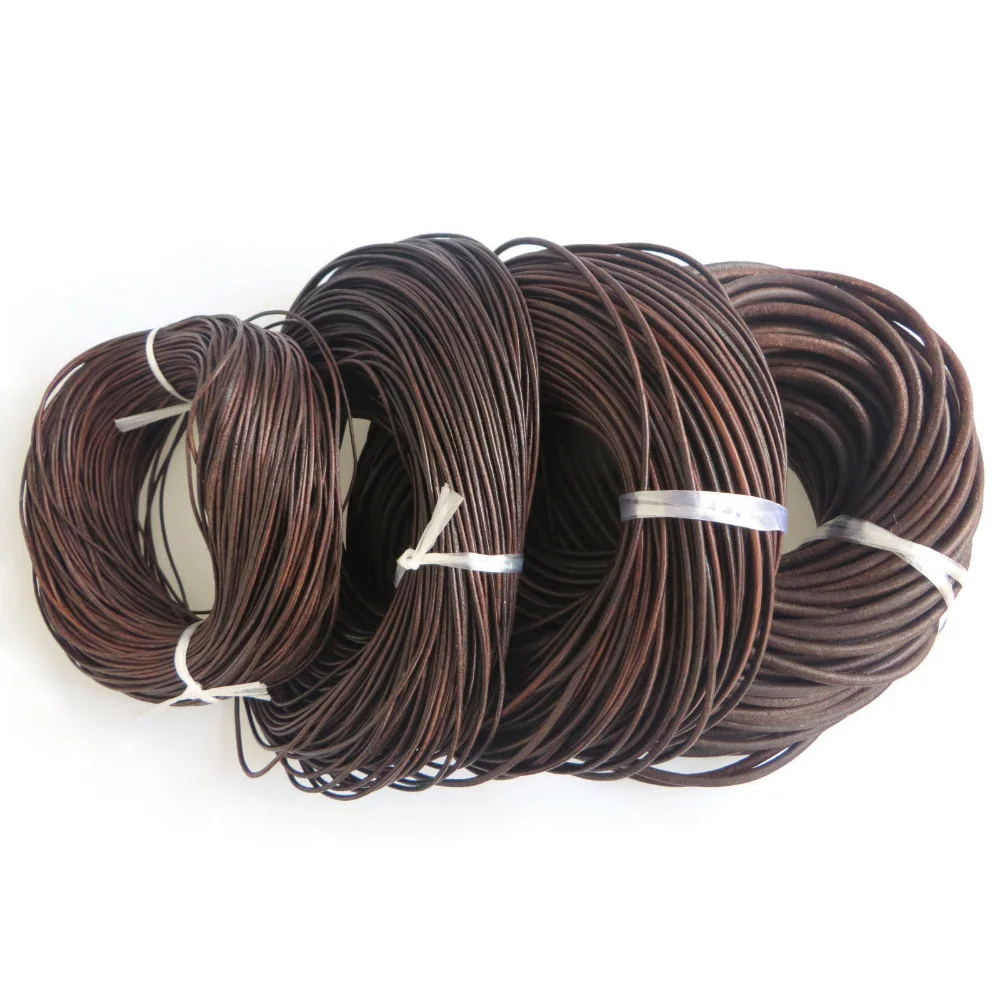 5Meters/lot 1.5-5mm Round Genuine Cow Soft Leather Thong Cord For Jewelry Making DIY Bracelet Necklace Accessories Rope String