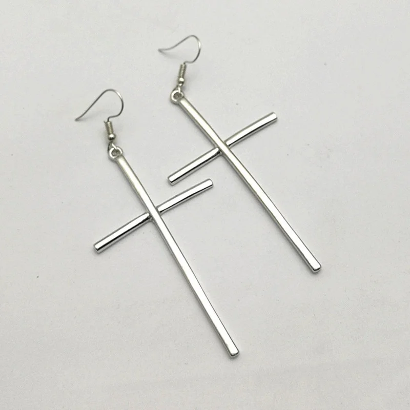 Ethnic Big Cross Long Earrings For Women Gold Color Drop Jewelry Dropshipping Bijoux Ethnique Femmes Punk Earring