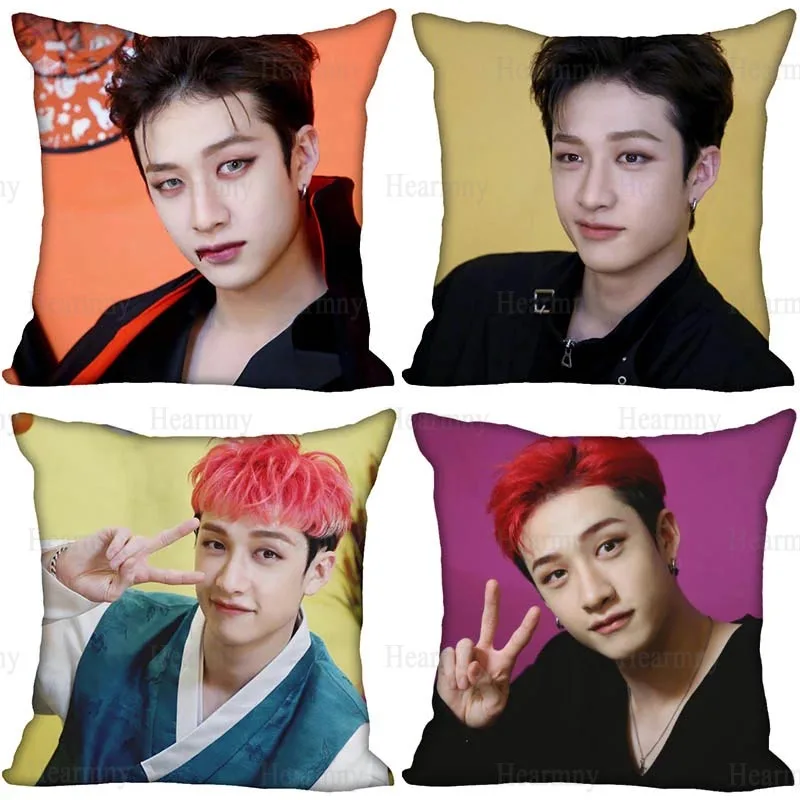 New Bang Chan KPOP Pillow Cover Bedroom Home Office Decorative Pillowcase Square Zipper Pillow Cases 45x45CM Satin Soft No Fade