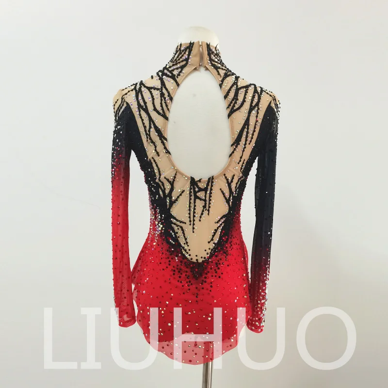 LIUHUO justaucorps de gymnastique rythmique manches longues Performance de pom-pom girl compétitif pour les enfants