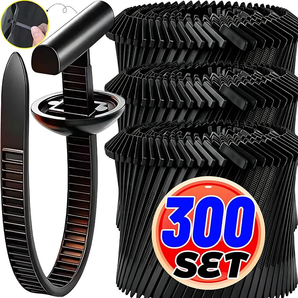 300/10SET Cable Ties Buckle Auto Fastener Screw Replacement Clip Car Fenders Trunk Engine Guard Panel Wire Management Tools