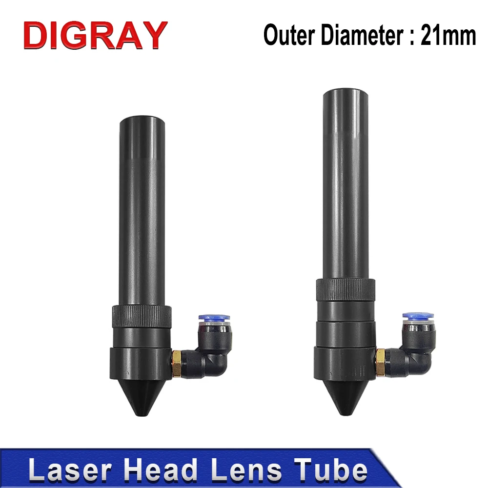 DIGRAY CO2 Laser Head Lens Tube Średnica zewnętrzna 21 mm + dysza powietrzna do obiektywu Dia.20 FL 50.8/63,5 mm do maszyny do cięcia laserowego CO2