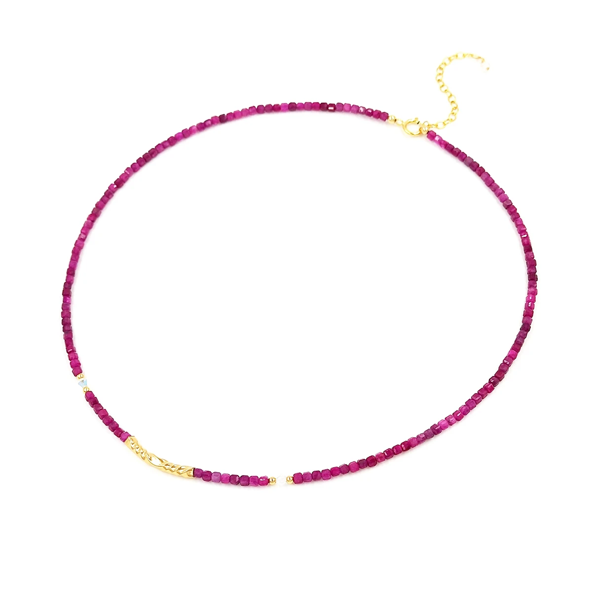 

Lii Ji Real Gemstone Choker Necklace Ruby Spinel Crystal Necklace 14K Gold Filled No fade Women Jewelry 37+5cm