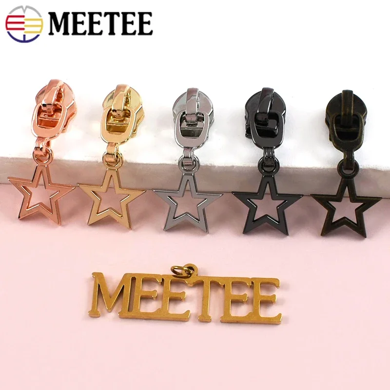 

5-30Pcs Meetee 5# Sewing Zipper Slider for Nylon Zips Bag Replace Zip Puller Pocket Closure Zippers Repair Fasteners Accessories