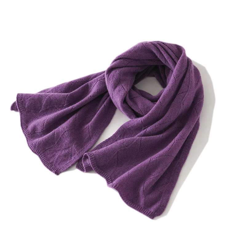 2024 New Spring Autumn Women Knitted Scarf 100% Merino Wool Solid Color  Warm Comfortable Long Scarf Lady High Quality Scarves