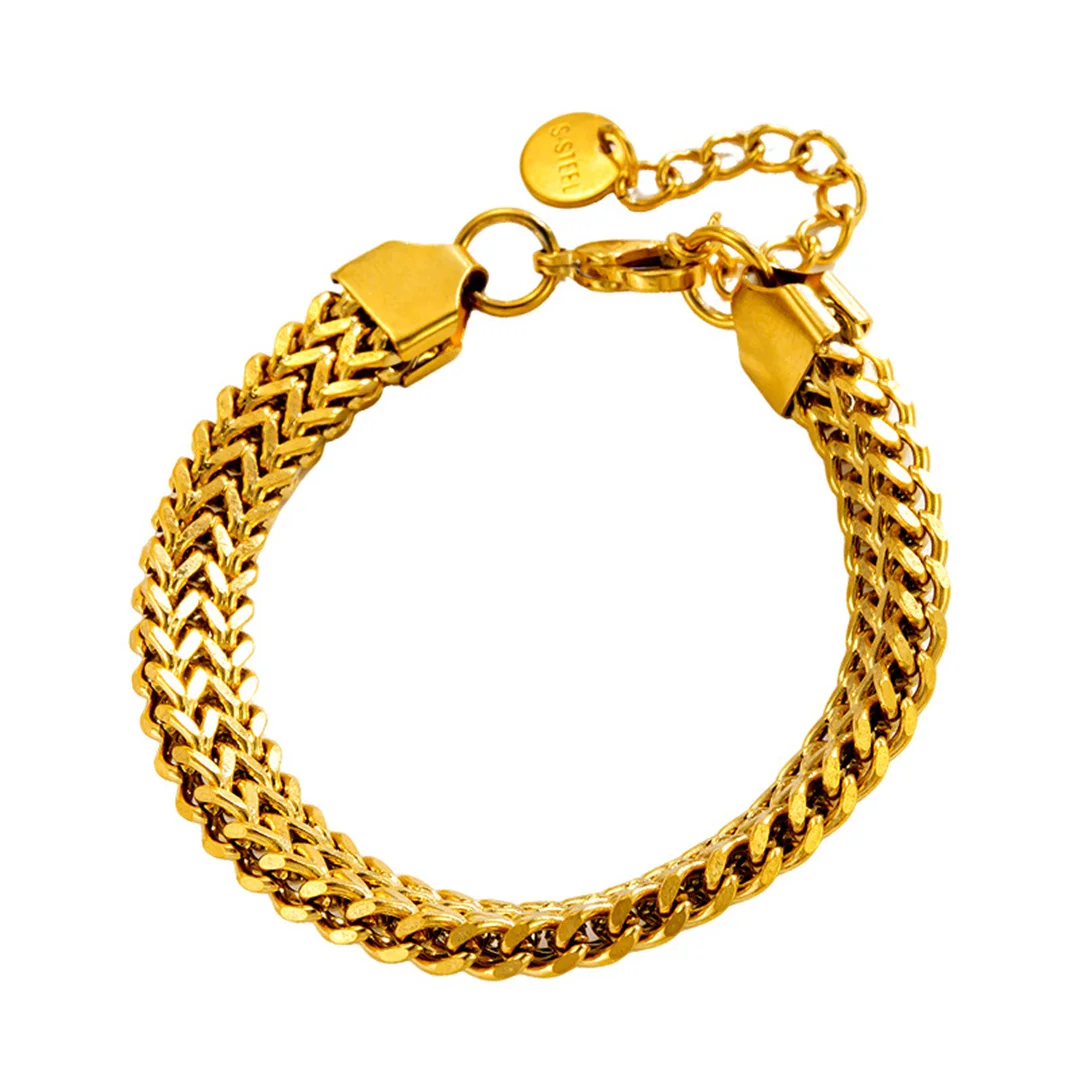 Punk Fashion Weave Dragon Bone Chain Bracelet Female Gold Color Stainless Steel Chain Link Bracelets for Women Jewelry Gift 2026