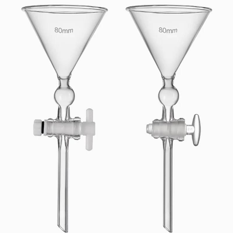 

Fine sand separation funnel glass PTFE piston thickened triangular fine sand separation funnel 80/90/100/200mm