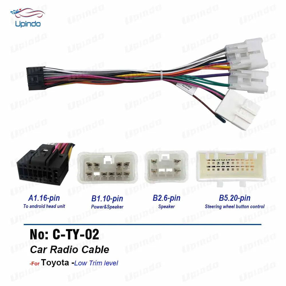 Car Radio Cable for TOYOTA Corolla Highilander VIOS YARIS 16pin Power Wiring Harness DVD GPS Android Multimedia Player Connector