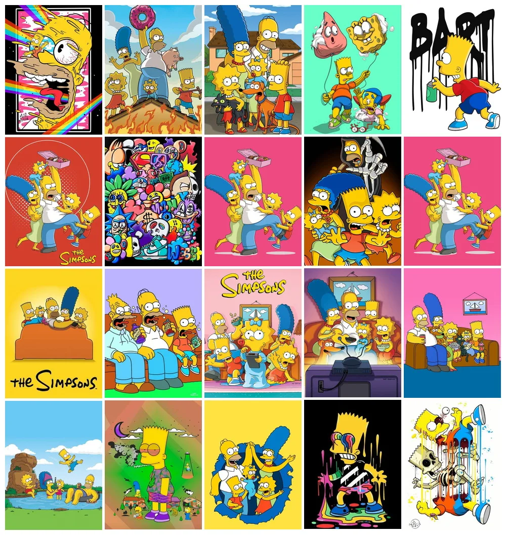 Disney-pintura de diamante artesanal de Los Simpson, bordado de dibujos animados de Anime, punto de cruz, imágenes de mosaico hechas a mano, regalo de decoración del hogar, novedad de 2024