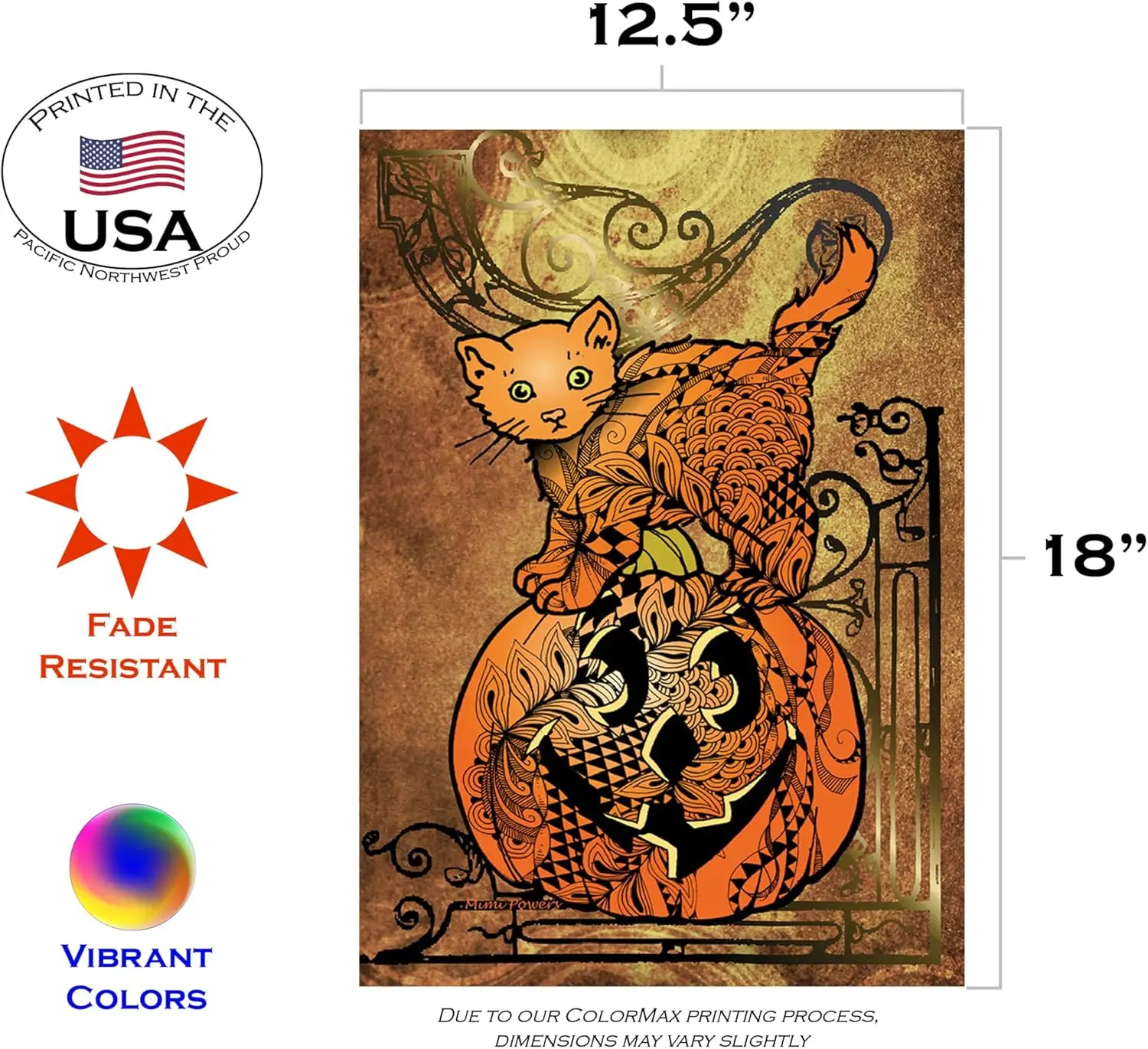 Toland Home Garden 1110542 Cat and Pumpkin Halloween Flag 12x18 Inch Double Sided for Outdoor Jack O Lantern House Yard Decorati