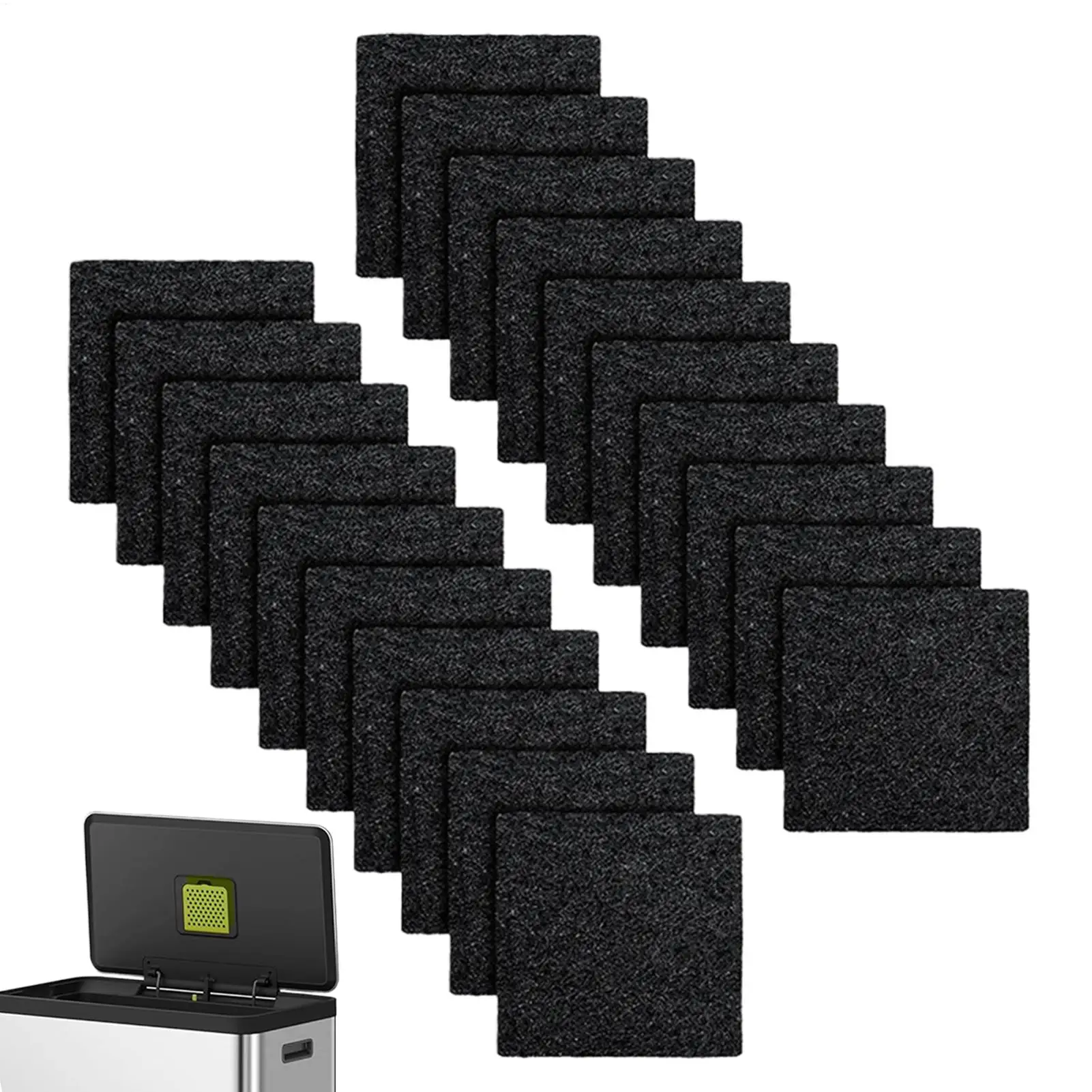 20Pcs Replacements Trash Can Odor Absorbing Filter Activated Charcoal Adhesive Eliminator for Indoor Outdoor Home Kitchen
