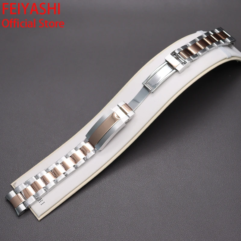 

20mm Rose Gold Bracelet 316l Stainless Steel Men'S Watch Strap Watchband Wristband Parts For Daytona Oyster Perpetual Hot Sale