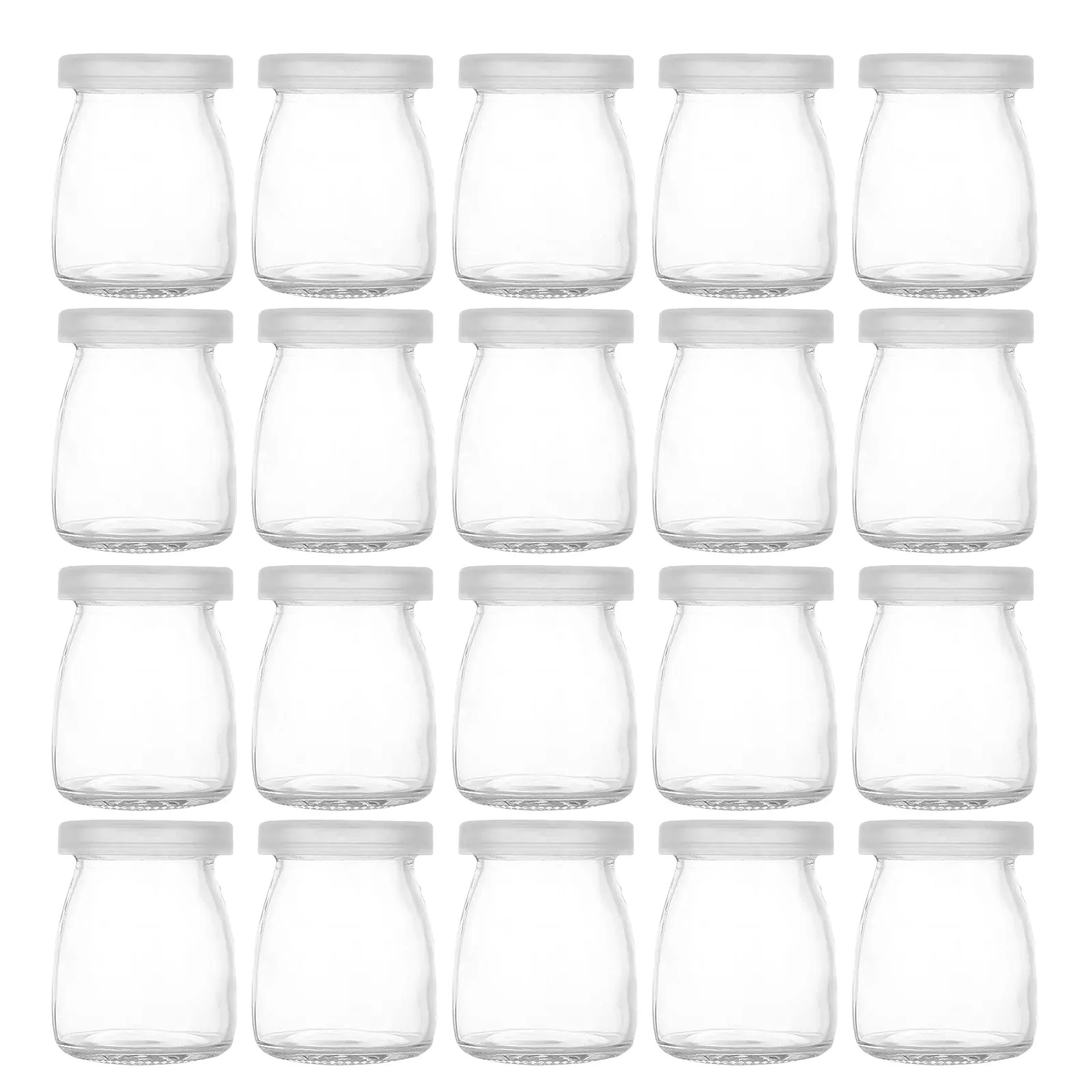 

Набор из 20 прозрачных стаканчиков для десертов с крышками - стеклянные стаканчики для пудинга объемом 100 мл для йогурта, паффа, меда, джема, экологичные, термостойкие