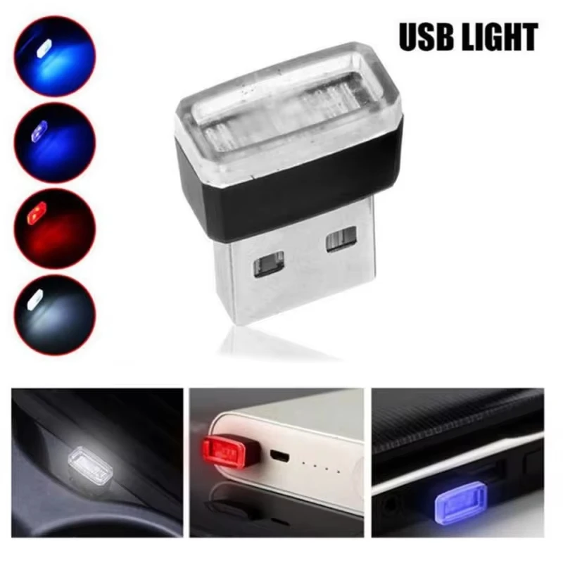 車のインテリアライト,ミニUSB LEDインテリアライト,青と赤,紫,白,PCプラグ,装飾ランプ