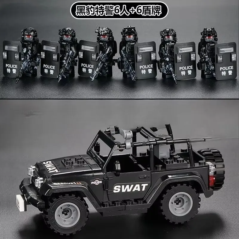 Militärische Geister-Spezialeinheiten, zusammengebaute Modellautos, zusammengebaute Offroad-Jeep-Spielzeuge, Hummer-Autos, beliebte Militär-Bausteine