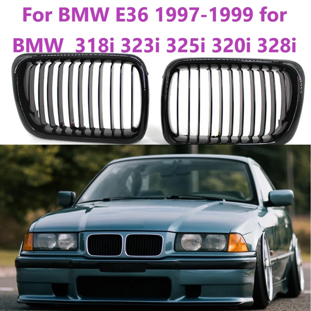 

For BMW E36 1997 1998 1999 for BMW 318i 323i 325i 320i 328i BLACK E36 Grille ABS Front Replacement Hood Kidney Grill