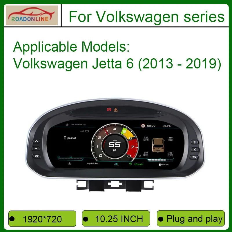10.25 INCH New Lcd Digital Dashboard For VW Volkswagen Jetta 6 2013 - 2019  Panel Virtual Cockpit Car Play