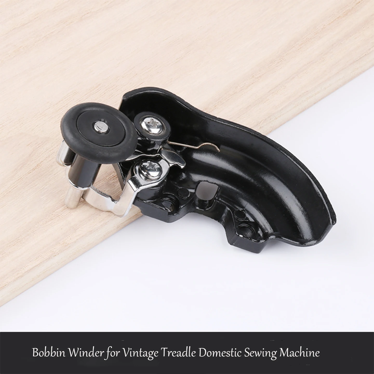 Vintage Treadle Sewing Machine Thread Winder Replacement Part, Thick Metal Anti-Rust Bobbin Winder With Non-Slip Rubber Wheel C