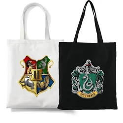 Hogwarts Badge Canvas Tote Bags Anime Harry Potter Shoulder Bags Cartoon Large-capacity Storage Bags Reusable Handbags Gifts