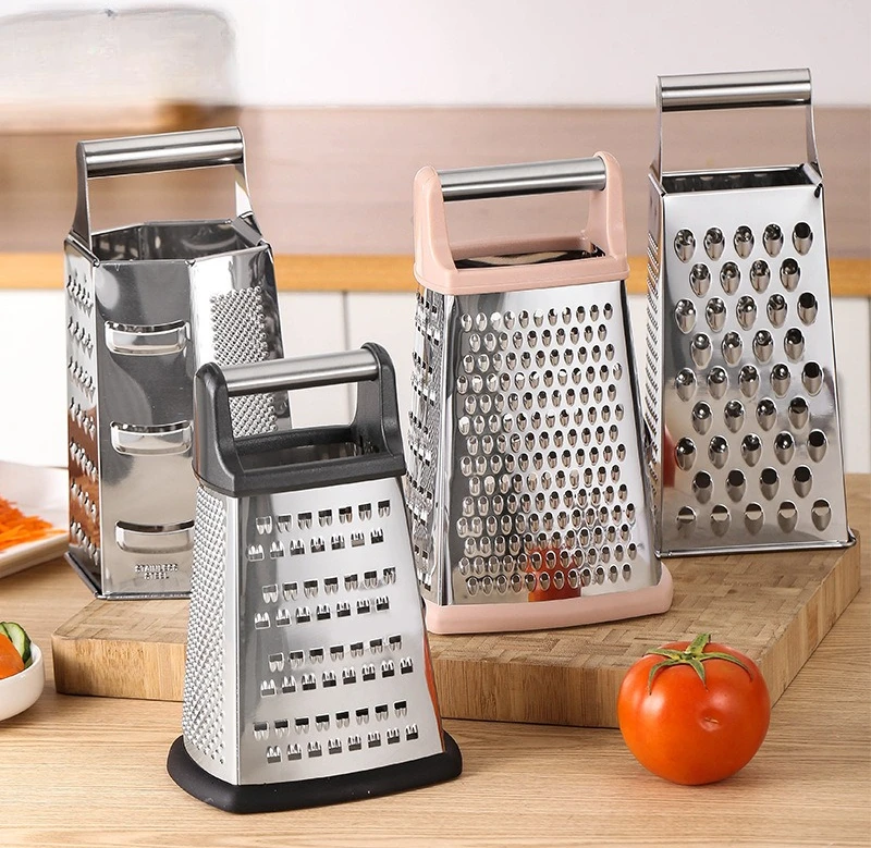 4-Sided Vegetable Grater with Hand Guard, Stainless Steel Slicer Shredder, Multifunctional Kitchen Tool for Potato Cucumber