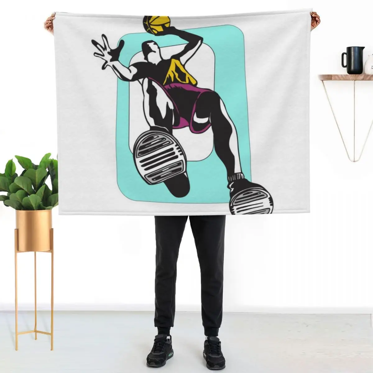 Basketball Player – Jump High Throw Blanket Soft Plush Plaid Warm Luxury St Nap Blankets For Bed Blankets