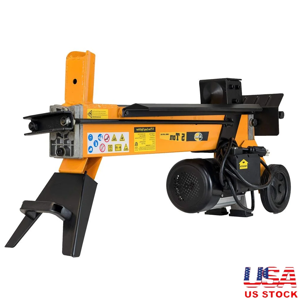 LS5T 5-Ton 1500 Watt Electric Log Splitter Portable Wood Cutter Yellow 43.11