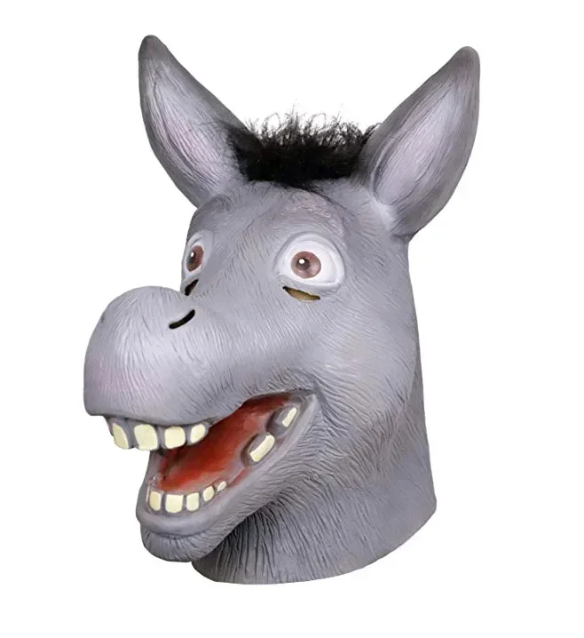 Máscara de cabeza de burro, disfraz de Halloween, máscara de cabeza de burro, cubierta de cabeza de Animal de Halloween