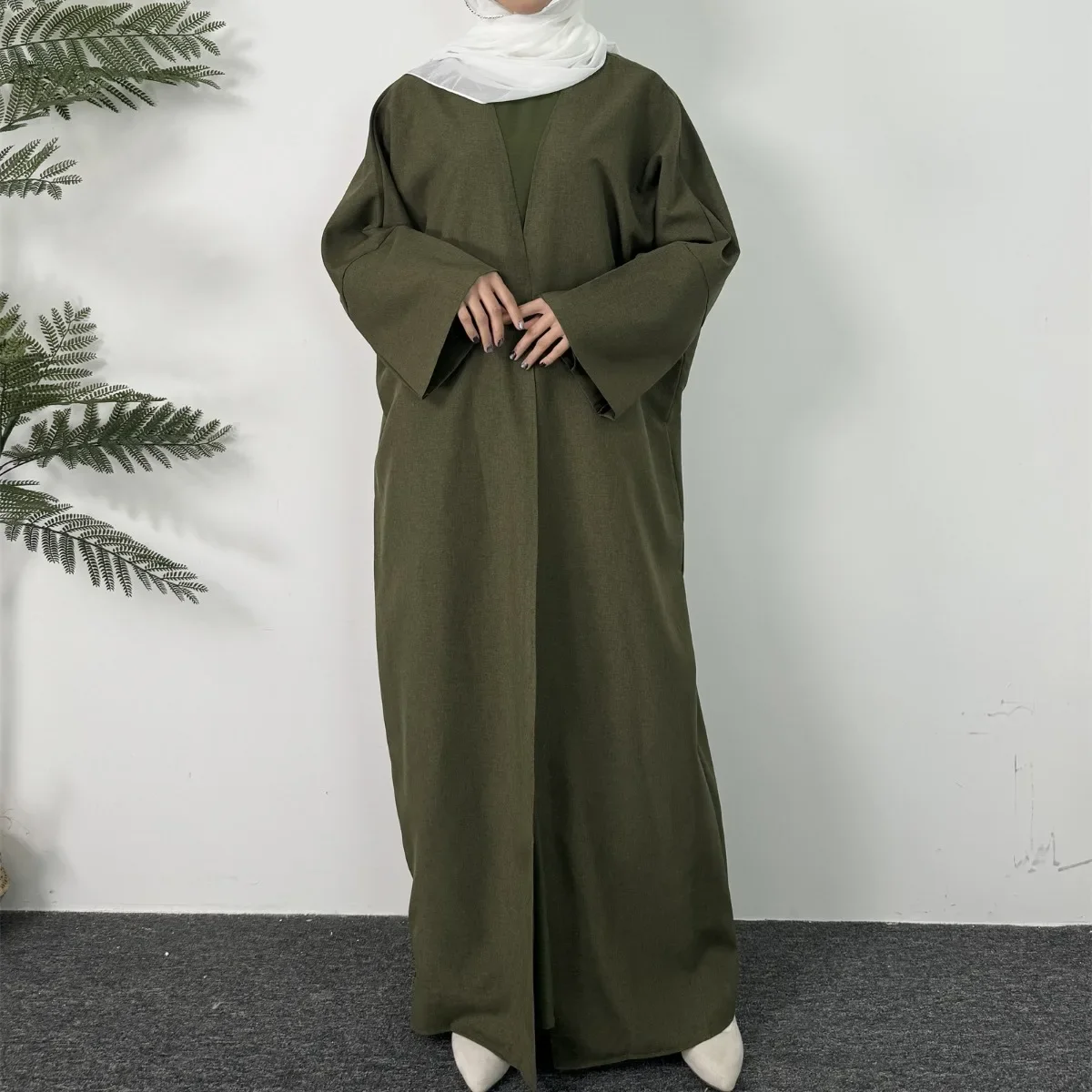 Otwarty przód Abaya sukienka maxi z długim rękawem odzież damska sweter muzułmański Abayas kobiety Jilbabs Out Kaftans