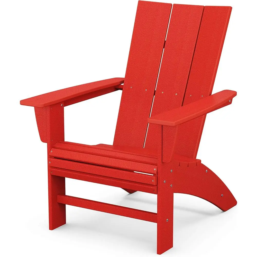 

ern Curveback Adirondack Chair, Sunset Red - All-Weather Outdoor Patio urniture - Heavy-Duty HDPE - irt Seating, Deck, Lawn, Gar