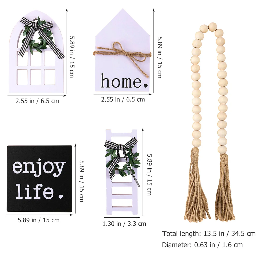 

1 Set Wooden Tiered Tray Decor Rustic Farmhouse Style Kitchen Table Centerpiece Summer Elements Adornment Wood Signs Hanging