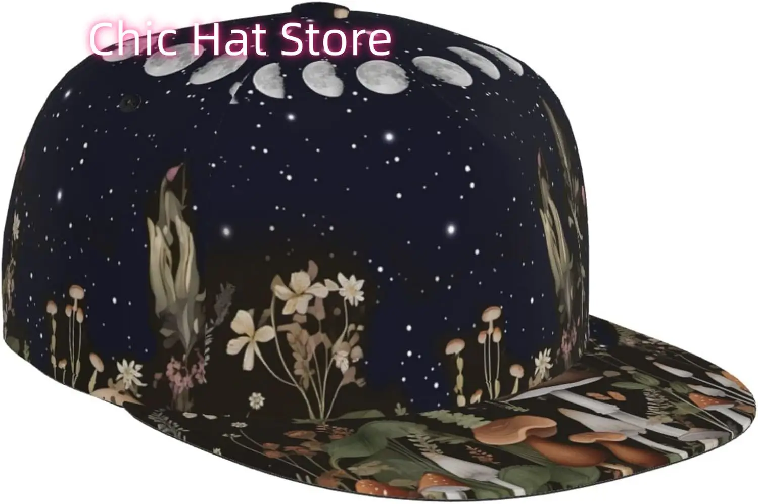 Snapback Hat Adjustable Baseball Cap Hip Hop Style Trucker Hats Flat Bill Hats for Men Women Running Outdoor Mushroom Space