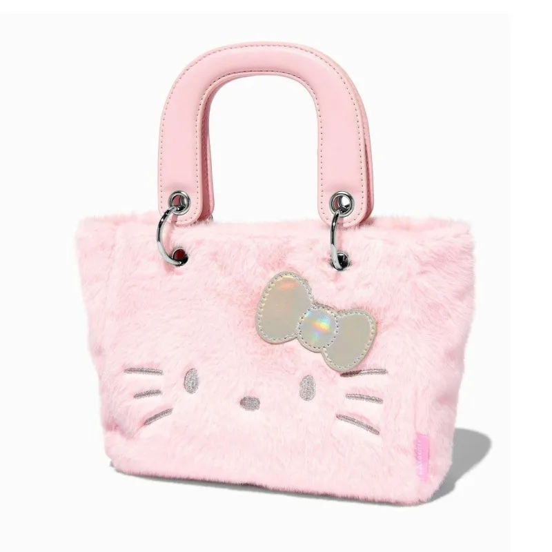 

Cartoon Plush Handbag Kt Cat Pink Shoulder Bag Kawaii Anime Figures Fashion Casual Autumn Winter Sweet Niche Bags Girls Women