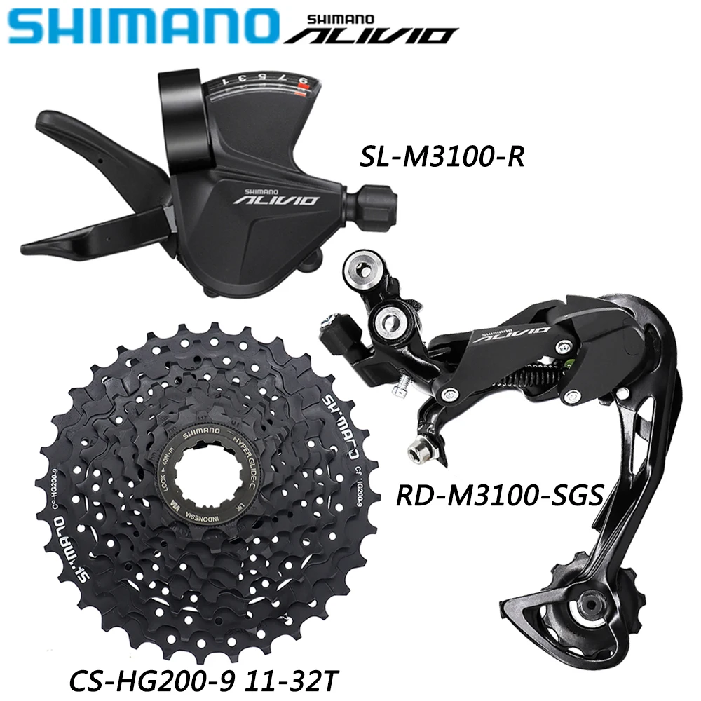 

9-скоростной переключатель передач SHIMANO ALIVIO M3100 для горных велосипедов, задний переключатель передач, детали велосипеда 11-32/34/36T