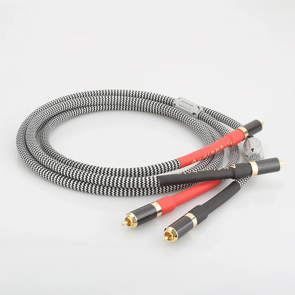 1 Pair Hifi Audio Silver Plated Stereo RCA TO RCA Phono Interconnect Cable Male to male Audio Cable HIFI