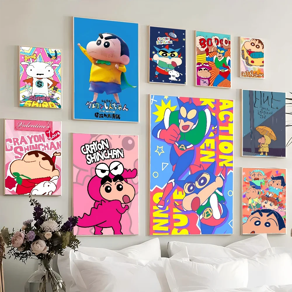1PC C-Crayon S-Shin-chan Poster Film Klebrige Poster Retro Kraft Papier Aufkleber DIY Zimmer Bar Cafe ästhetische Kunst Wand Malerei