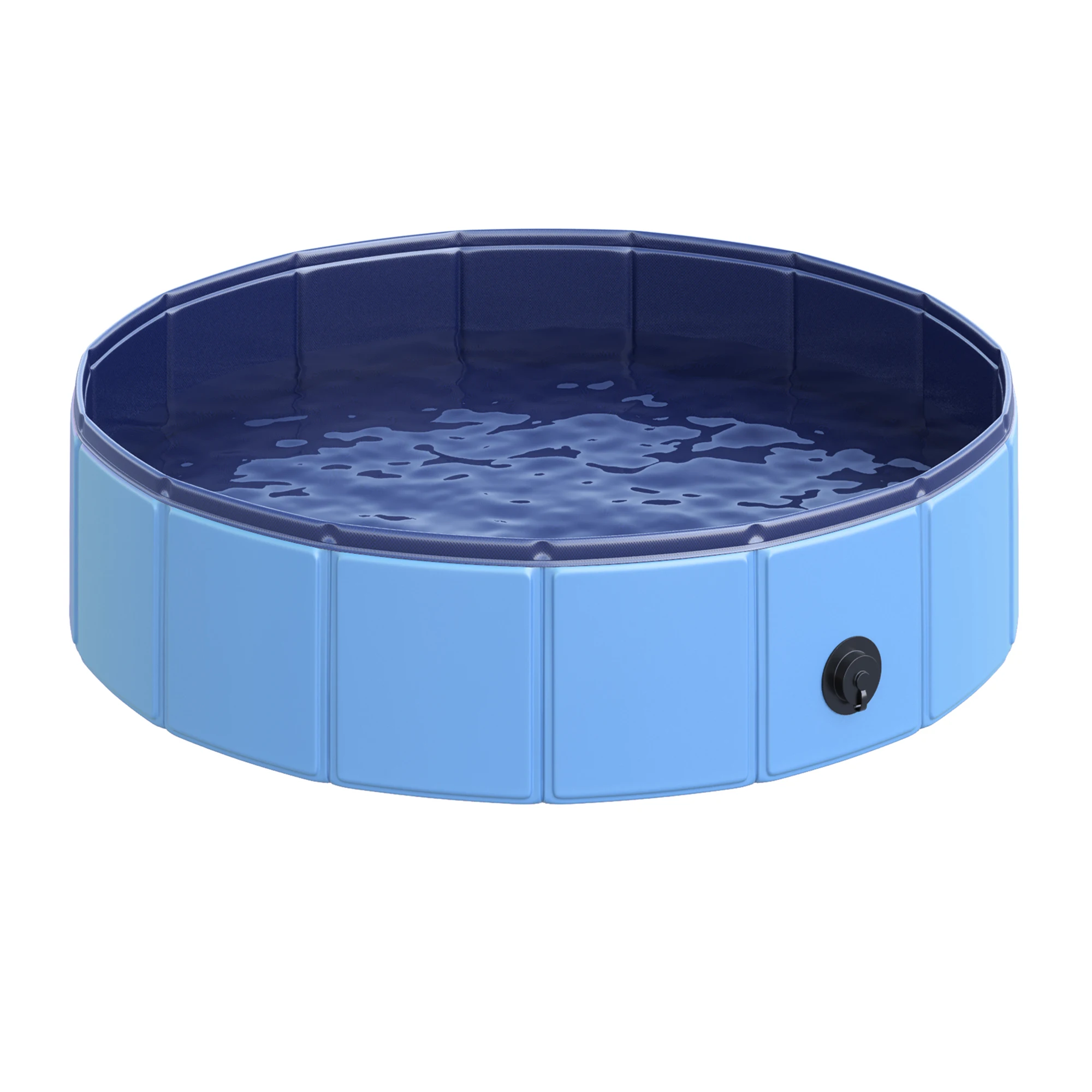 Pawhut Opvouwbaar Zwembad voor Honden en Katten Ø80X20 cm Draagbare Hondenbad Antislip PVC Meerdere Gebruiksmogelijkheden Blauwe Kleur