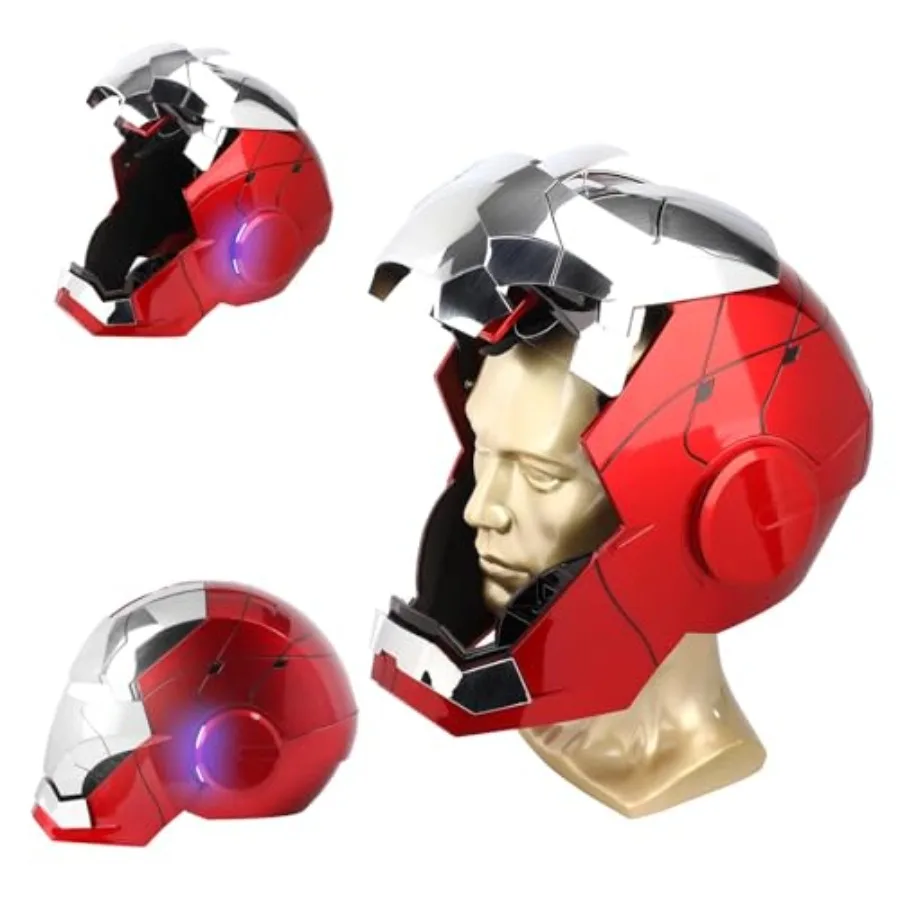 

Электронный шлем Iron-Man MK 5 с голосовым управлением, светодиодными глазами и звуковыми эффектами, цвет металлик серебро - идеальный аксессуар для супергероя