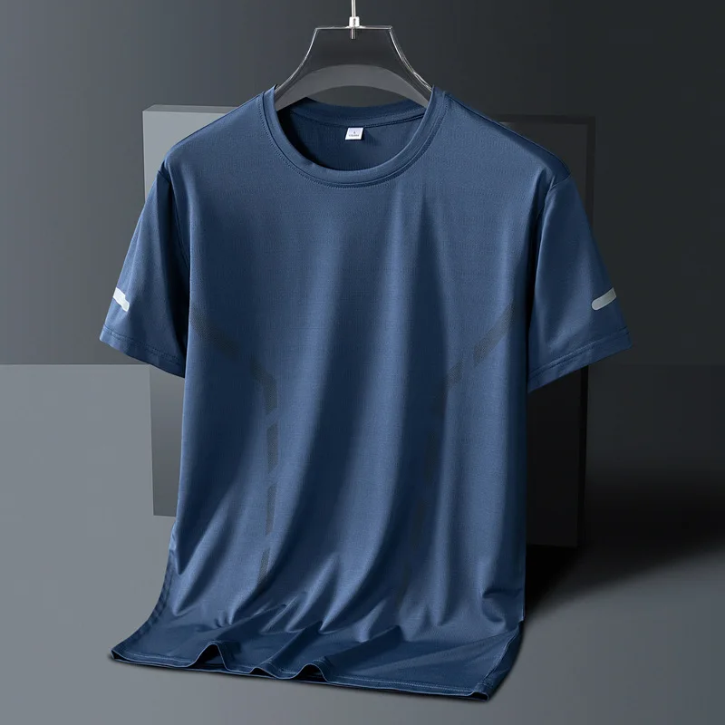 メンズ半袖Tシャツ,ラウンドネック,シルク,通気性,速乾性,ランニング,スポーツ,フィットネス,夏